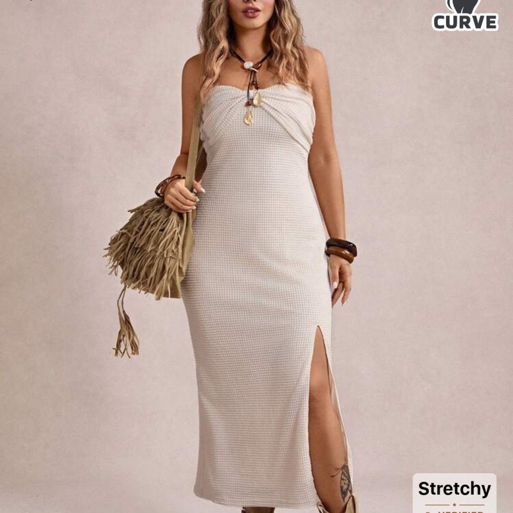Cream Strapless Dress